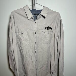 Jim Beam Men's Light Gray Casual Button Down Shirt